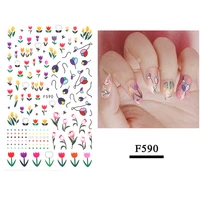 new nail art stickers mixed floral designs water transfer decals sliders diy leaves series summer green decoration 3d manicures