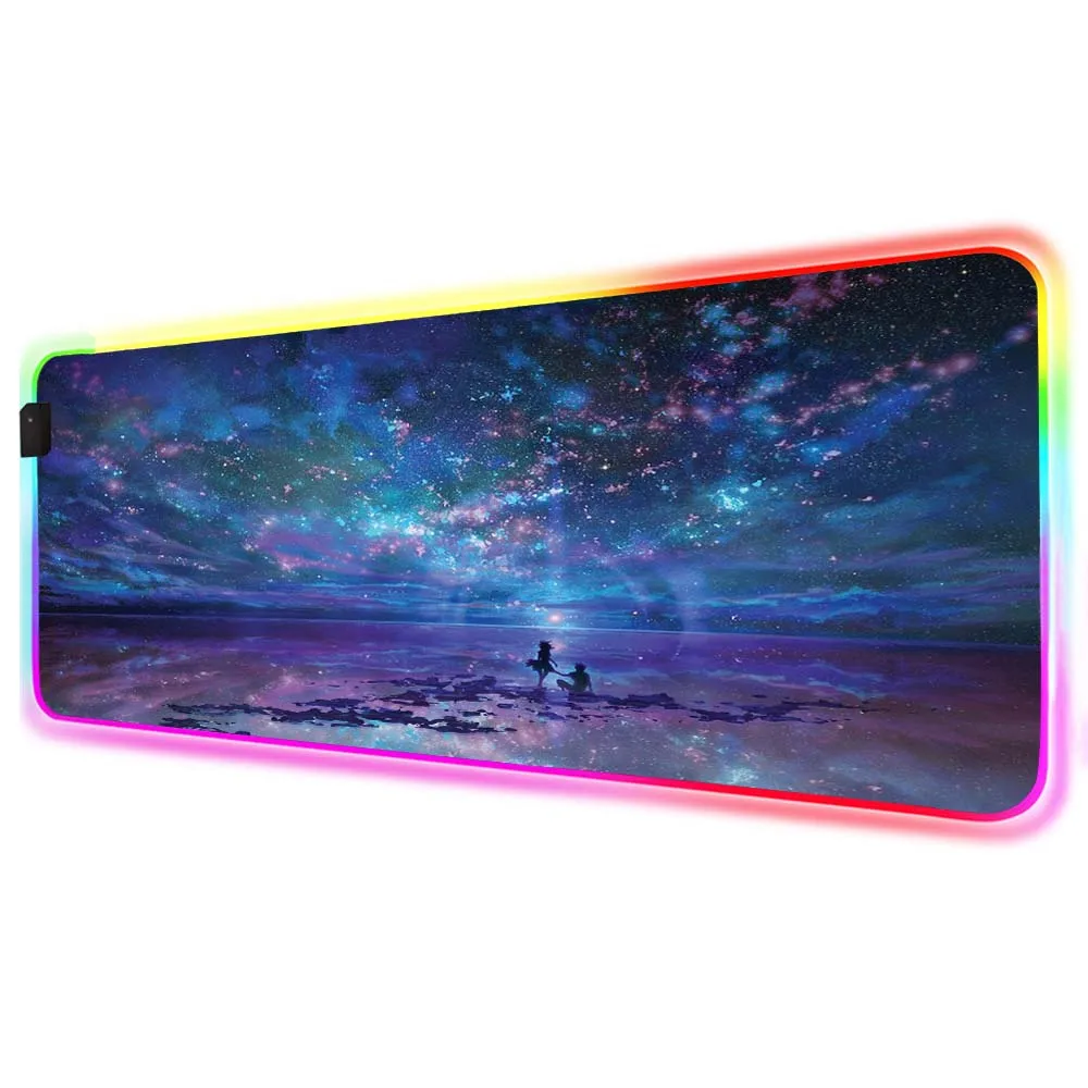 

XGZ Starry Sky RGB Game Mouse Pad Large Computer Lockedge Mousepad for Gamer XXL LED Backlit Mat Muse Keyboard Desktop Pads