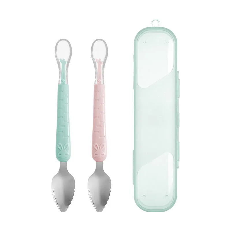 

Children's Baby Tableware 304 Baby Scraper Apple Puree Spoon Set Complementary Food Scraper Double-headed Fruit Puree Tool