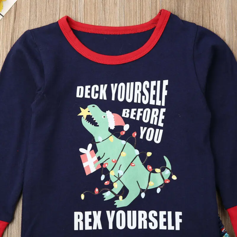 

2019 Fashion Autumn Infant Baby Boy Girl Kid Christmas Dinosaur Tops + Pants Leggings Clothes Set
