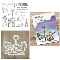2pcslot elephant zebra giraffe wine clear stamps set and coordinating metal dies for diy scrapbooking card craft 2020