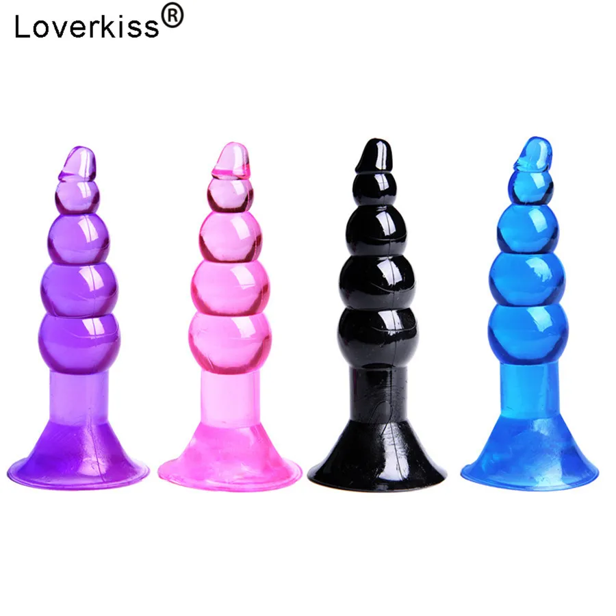 Анальная пробка Loverkiss мягкая Желейная с бусинами для точки G анальная