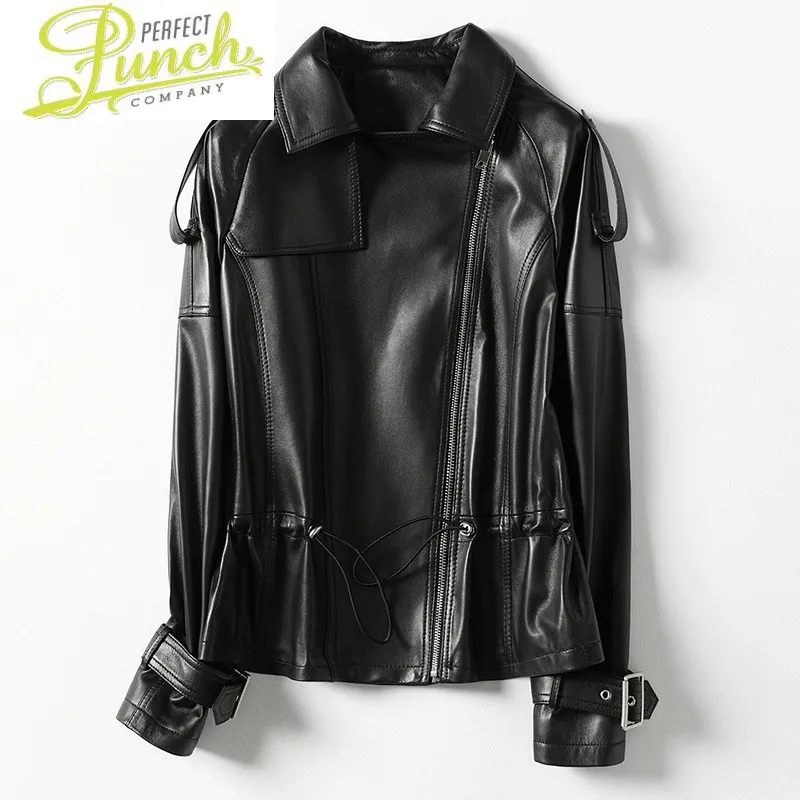 Real Women's Jacket 2021 Sheepskin Coat Spring Autumn Genuine Leather Jackets Korean Motorcycle Clothes HQ20-FSG9204A