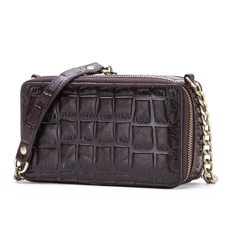 

Genuine Leather Crossbody Bag Women Small Handbag Shoulder Bag Bolsa Feminina Zipper Around Chain Design