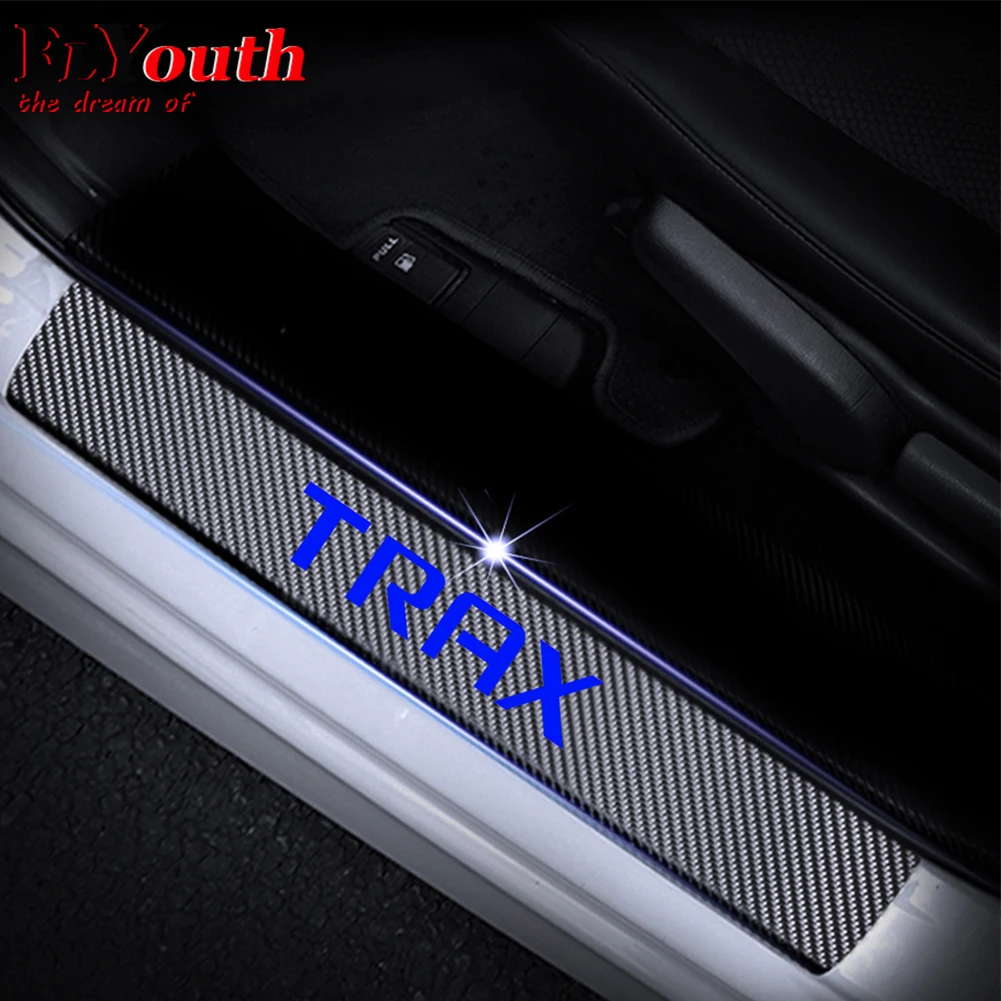 

Car Door Sill Scuff Plate For Chevrolet TRAX 4D Carbon Fiber Vinyl Stickers Auto Accessories Door Threshold Plate Stickers 4Pcs