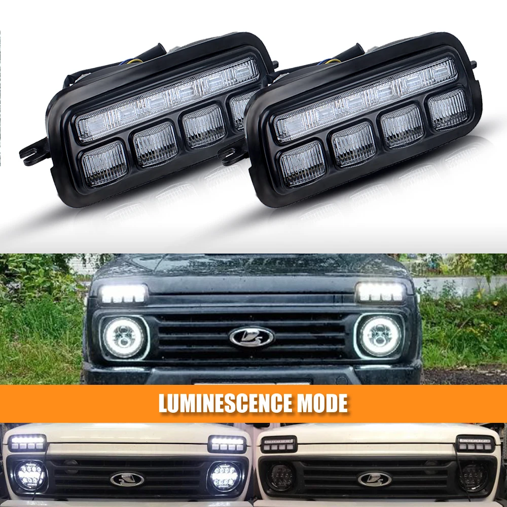 Для Lada Niva 4X4 1995 светодиодный DRL Противотуманные фары с Запуск поворотник из