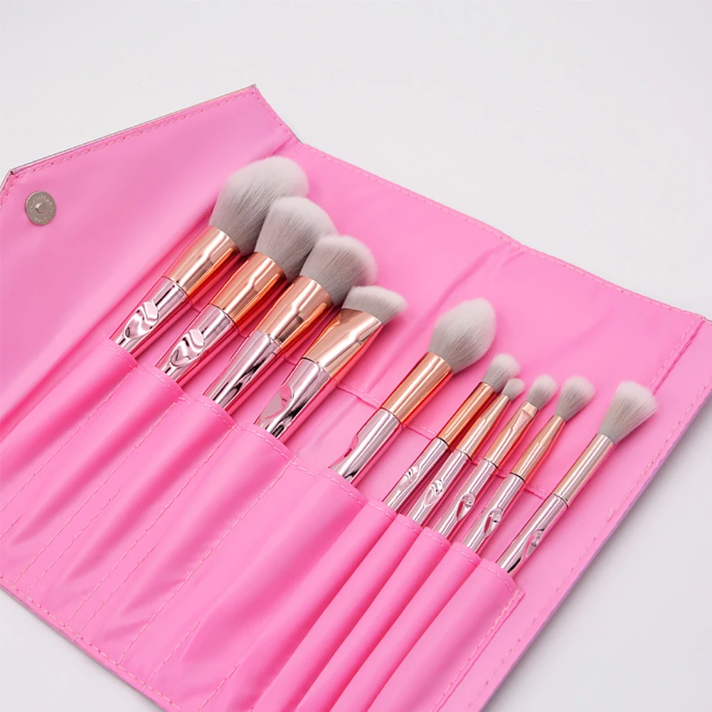 

10PCS Makeup Brushes Set Soft Synthetic Fiber Cosmetics Kit With Bag Eyeshadow Foundation Face Cream Powder Applicator