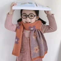 autumn winter scarf baby flower candy color scarves for girl knitted thicken warmer shawl children korean style soft neckerchief