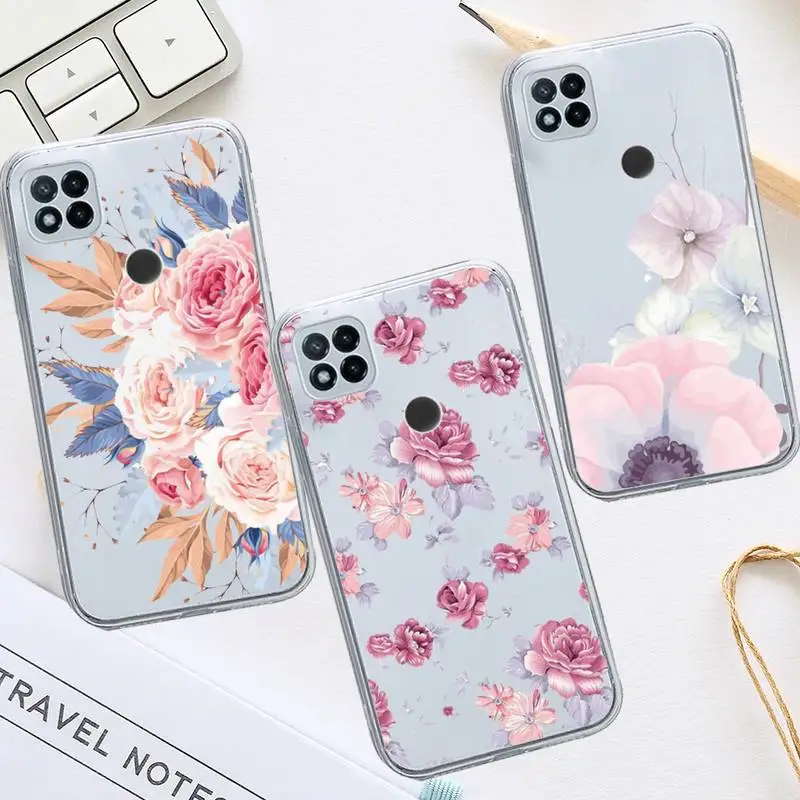 

Elegant beautiful art Flowers Phone Case Transparent for Xiaomi redmi note 8 9 10 11 t lite pro ultra mix 4 k40