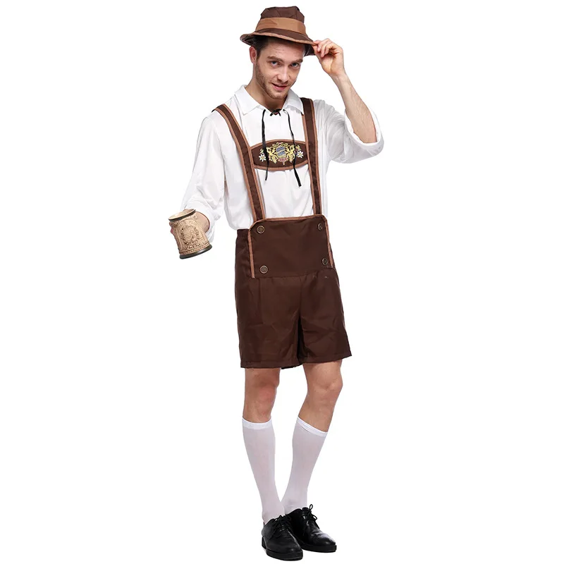 Новый Взрослый мужской традиционный костюм для Октоберфеста disfraz Mujer Lederhosen Bavarian