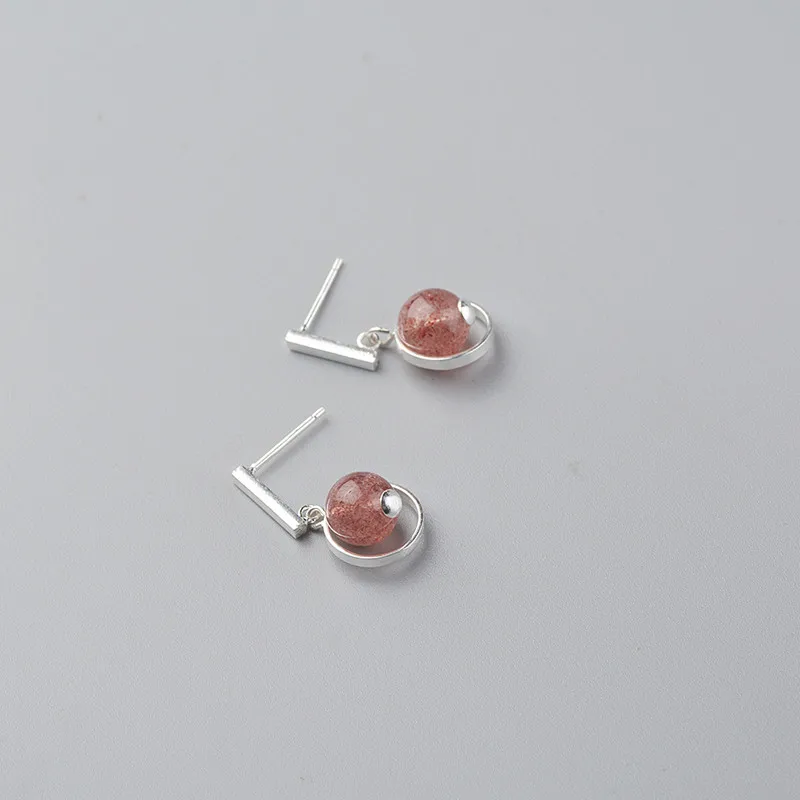 

Genuine 925 Sterling Silver Strawberry Crystal Drop Earrings For Women Minimalism Fashion Sweet Cute Pink Earrings 2019 Gift