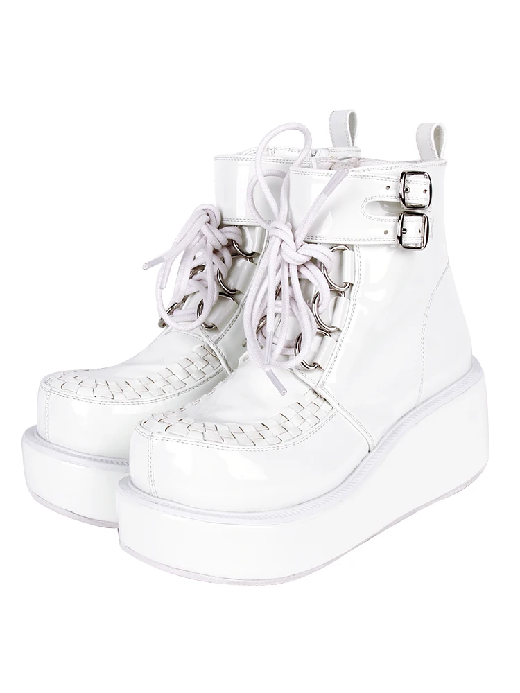 

Женские ботинки на платформе в стиле панк Loli, японские готические аниме косплей, туфли-Лолиты, женские ботинки с высокой танкеткой, Harujuku