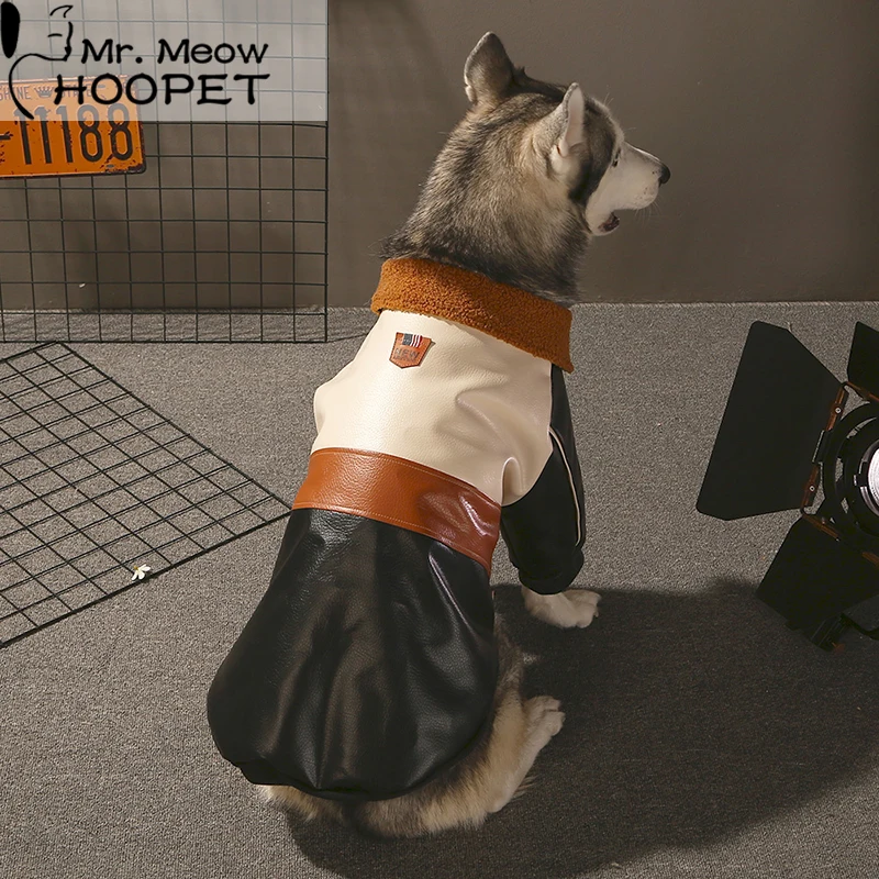 Hoopet Водонепроницаемый PU большой пальто на собаку, для питомца кота Одежда Классическая зимняя одежда теплая куртка 3XL-7XL