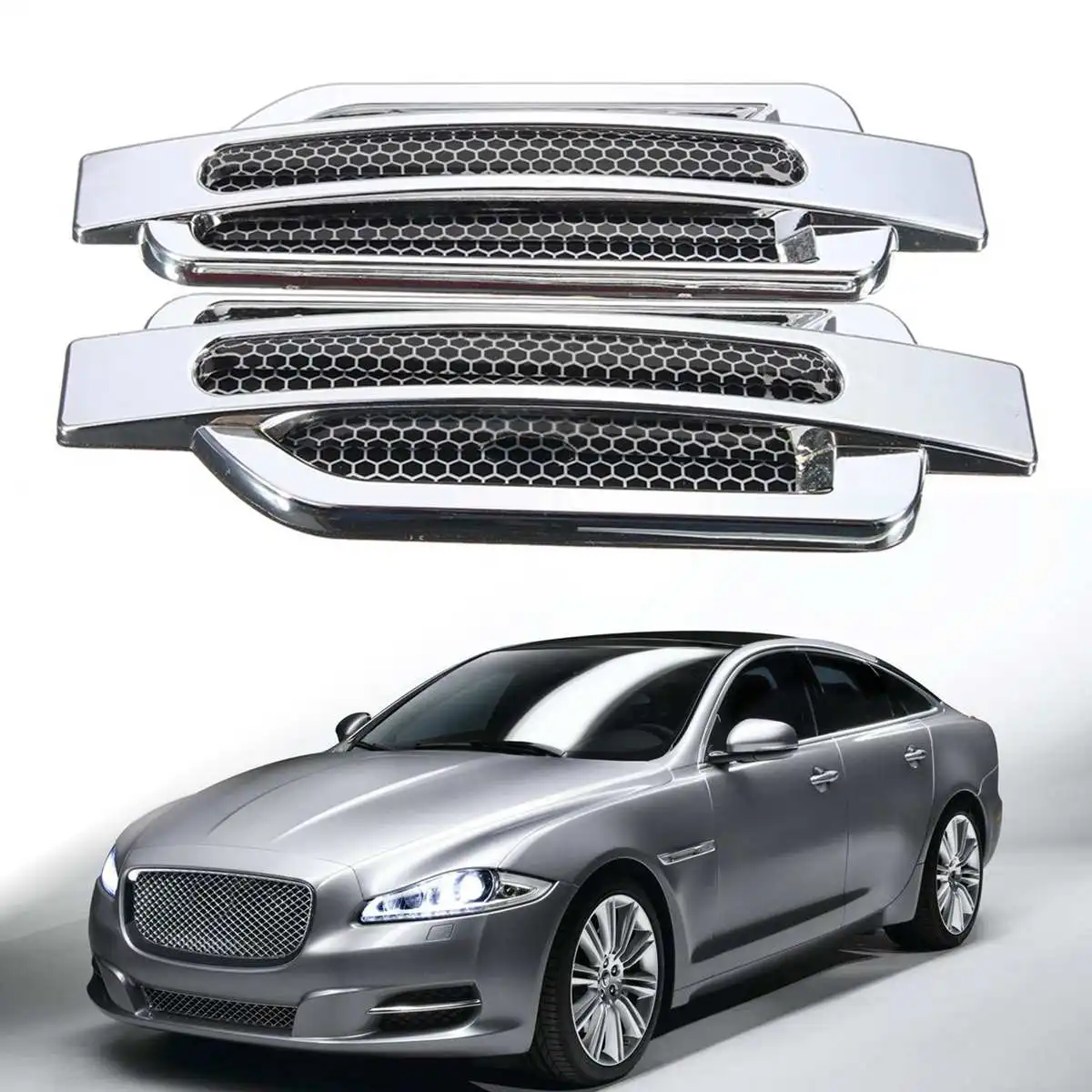 

Universal Pair Car Side Air Flow Vent Cover Intake Decoration Stickers Side Mesh Cover Hood Bonnet Car Styling