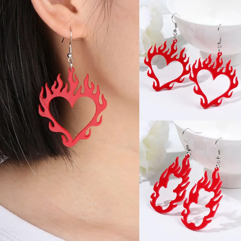 

Gifts Creative Exaggerated Personality Acrylic Flame Earring Vintage Hollow
