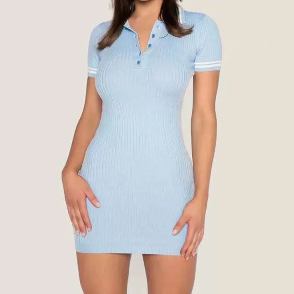 

Женское Повседневное трикотажное мини-платье, короткие облегающие платья с отложным воротником, привлекательная обтягивающая Клубная одежда розового цвета вечерние НКИ, лето 2021