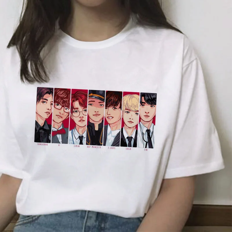Harajuku Ulzzang 2020 Kpop Футболка женская футболка в Корейском стиле JIN SUGA J HOPE JIMIN V
