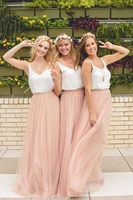 2020 hot sale cheap underskirt bridesmaid dresses tulle skirt blush prom bridesmaid maxi skirt party gowns robe mariage