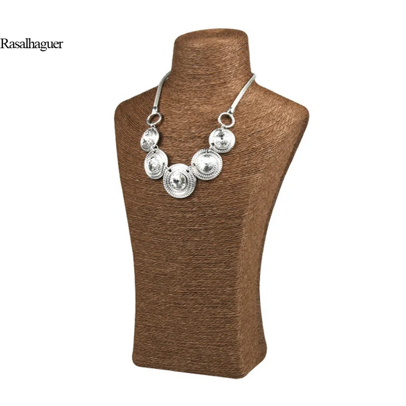 Fashion S/M/L Hemp Rope PVC Jewelry Pendants Woman Rope Mannequin Necklaces Bust Stand Bust Jewelry Display Stand Shelf Holder