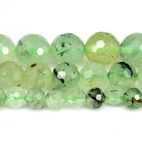 natural hard faceted green prehnite round loose beads strand 681012mm for jewelry diy making necklace bracelet