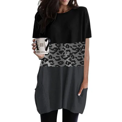 

Sleeve Loose Tie Pocket T-Shirt Dress Women