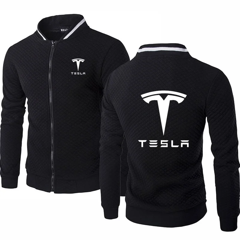 

Mens Sweatshirts Tesla Print Sweatshirt Spring Autumn Mens Jacket Long Sleeve Sportswear Casual Zipper Hoody Male Tops Clothing