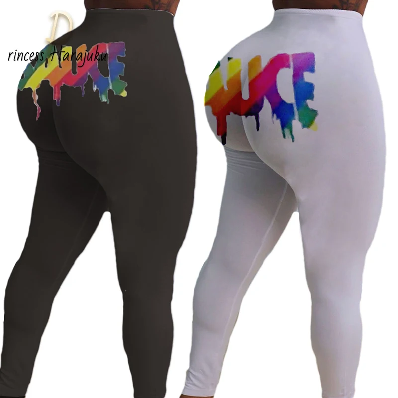2020 Plus Size Fitness Leggings For Juicy Fruit Booty Candy Color Push Up Fitness High Waist Leggins Woman Sexy Cute Pants S-3XL