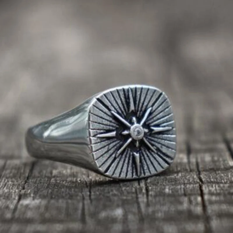 Модное мужское простое модное кольцо из сплава с логотипом Polaris и Сейлор