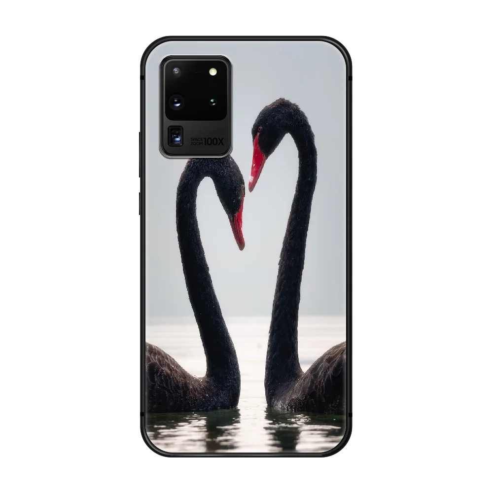 

Sweet Swan Phone Case cover hull For SamSung Galaxy S 6 7 8 9 10 20 Plus Edge E 5G Lite Ultra black cell cover pretty bumper 3D