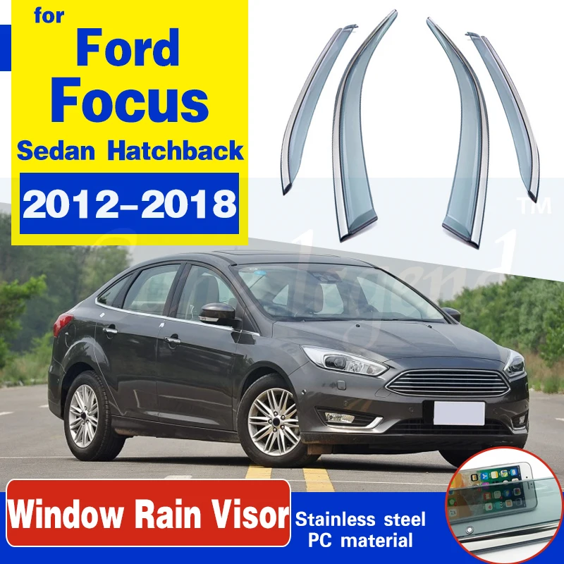 

Для Ford Focus MK3 MK3.5 хэтчбек седан 2012-2018 автомобильные дождевики дефлекторы тент отделка крышка внешние аксессуары для стайлинга автомобиля