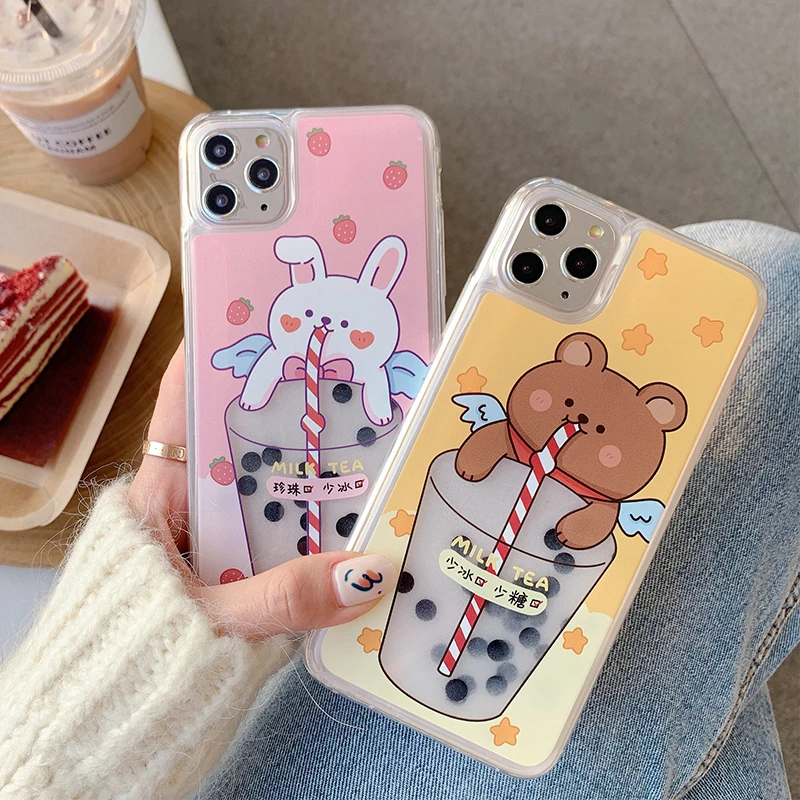 Милый чехол для iPhone 11 pro max телефона с сыпучим песком ip XSMAX мультяшный медведь X/Xs XR