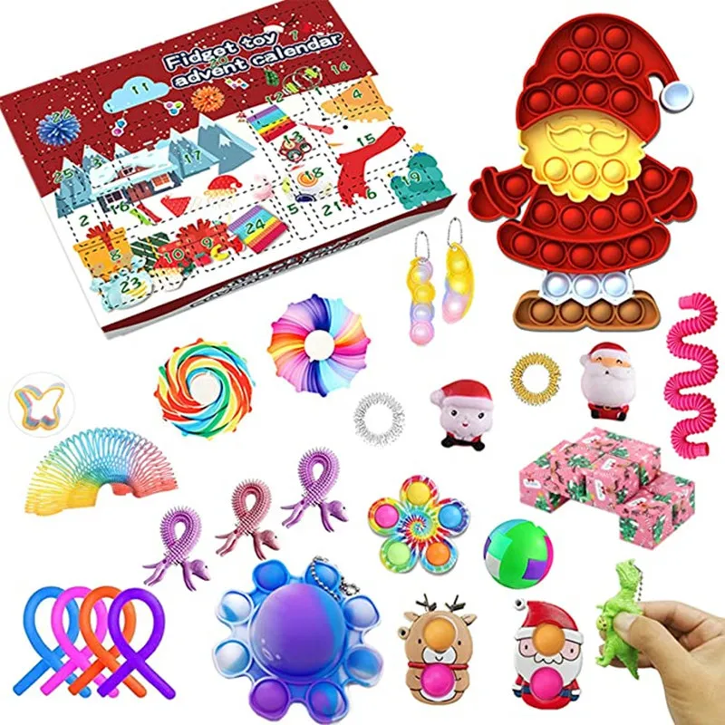 

Santa 24 Days Christmas Advent Calendar Fidget Toys Kids Set Pack Anti Stress Relief Figet Toy Kit Blind Box Children Gift
