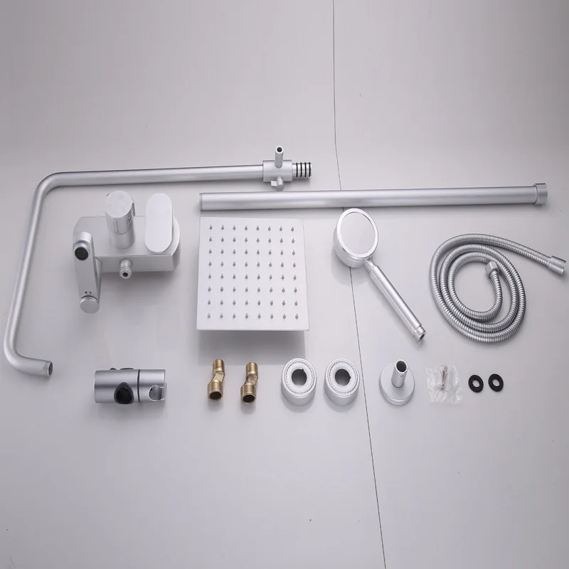 

Shower System Bathroom Set Space Aluminum Shower Faucet Wall-mounted Pressure Bath Mixer Hot and Cold Water Tap with Shower Head