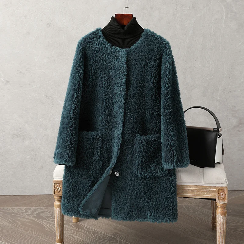 

SHZQ 2020 Новое гранулированное меховое пальто из овечьей шерсти, Женское зимнее интегрированное пальто средней и длинной шерсти ягненка
