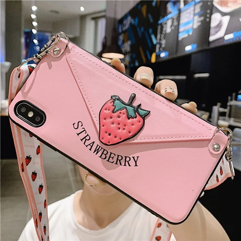 With lanyard Модный ремешок через плечо кошелек чехол для телефона для iPhone 11 XS MAX XR X 7 8 6 6S Plus кожаный Слот для карт с плечевым ремнем - Цвет: With lanyard
