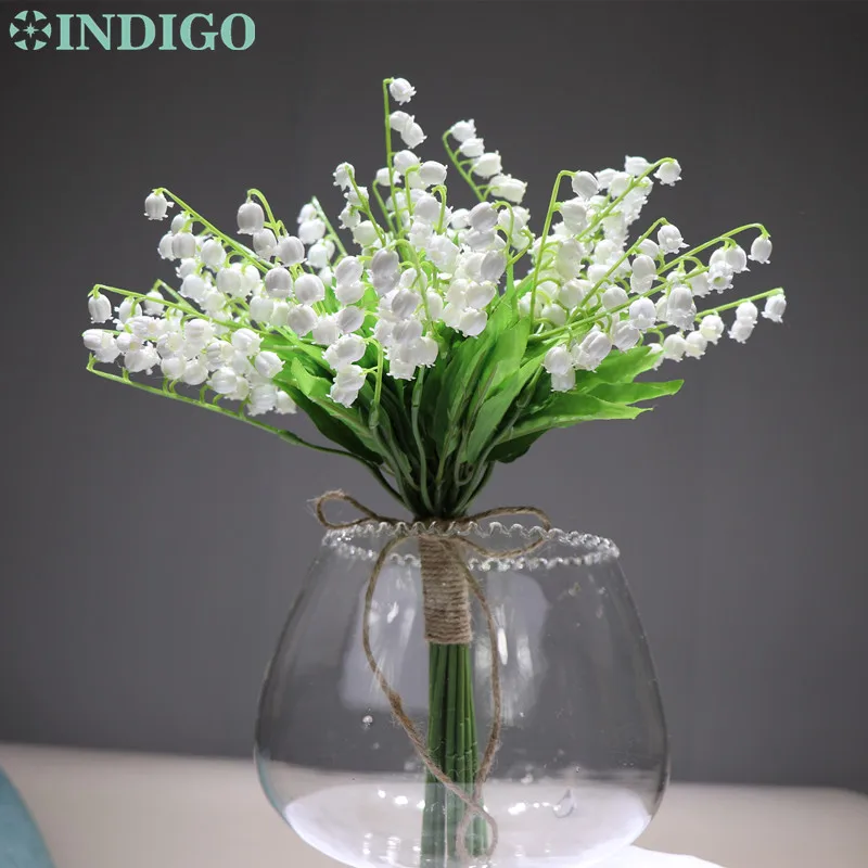INDIGO-18pcs г. белый букет из конвалярии пластиковый цветок для невесты свадебного