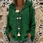 Женские Модные свободные свитера большого размера, Однотонный свитер с капюшоном и длинным рукавом, топы, Повседневная Уличная одежда в стиле хип-хоп для женщин #4