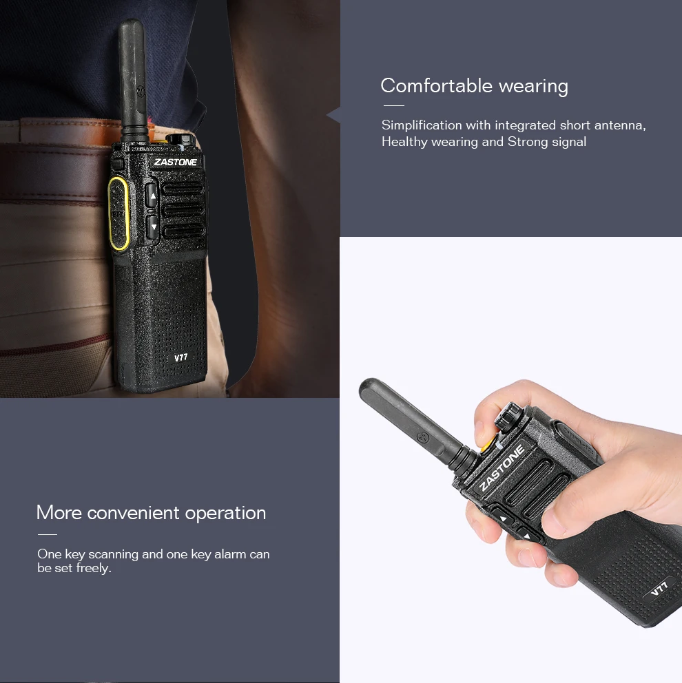 Zastone V77 Мини Портативная рация UHF 400-470MHz 1500mAh батарея HF трансивер коммуникатор портативный двухсторонний радиоприемник