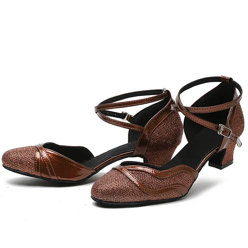 HROYL Women Latin dance shoes Female Girl Ladies tango Ballroom sandal salsa samba PU+Synthesis  Sexy Party Heeled 4.5-10CM