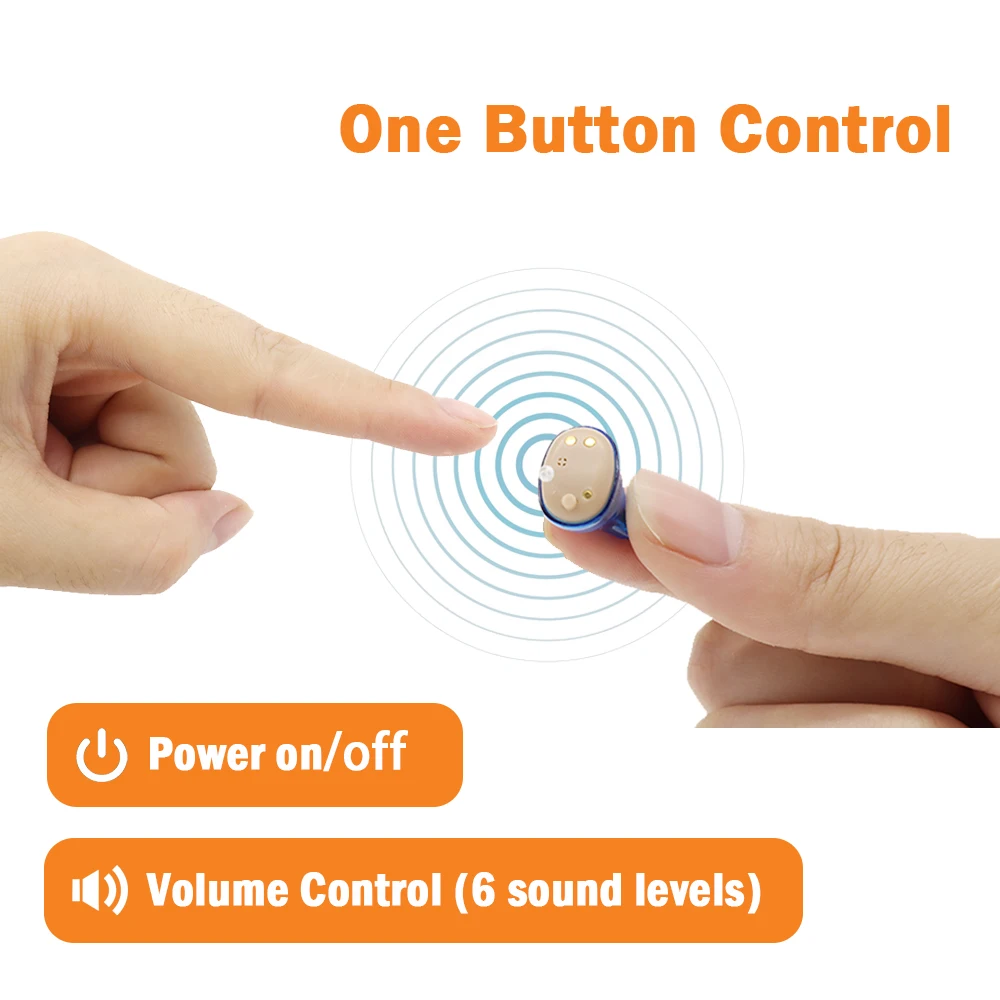 Цифровой перезаряжаемый слуховой аппарат CIC невидимые наушники с зарядным