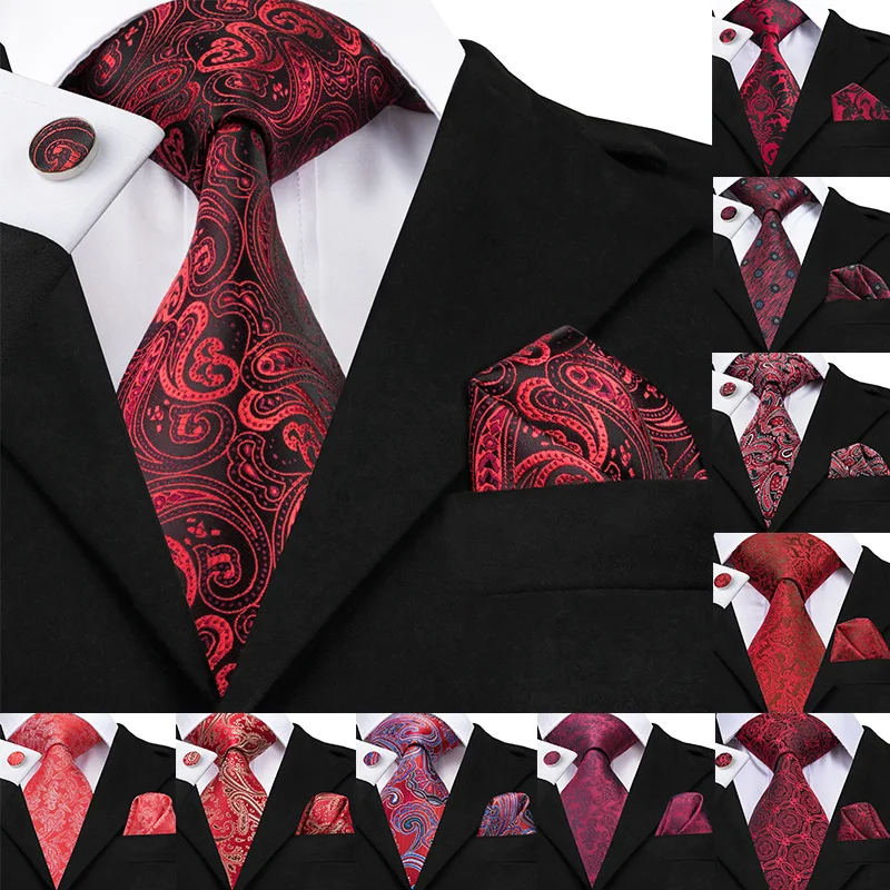 Роскошный шелковый мужской комплект из галстука и запонок 12 видов|Мужские