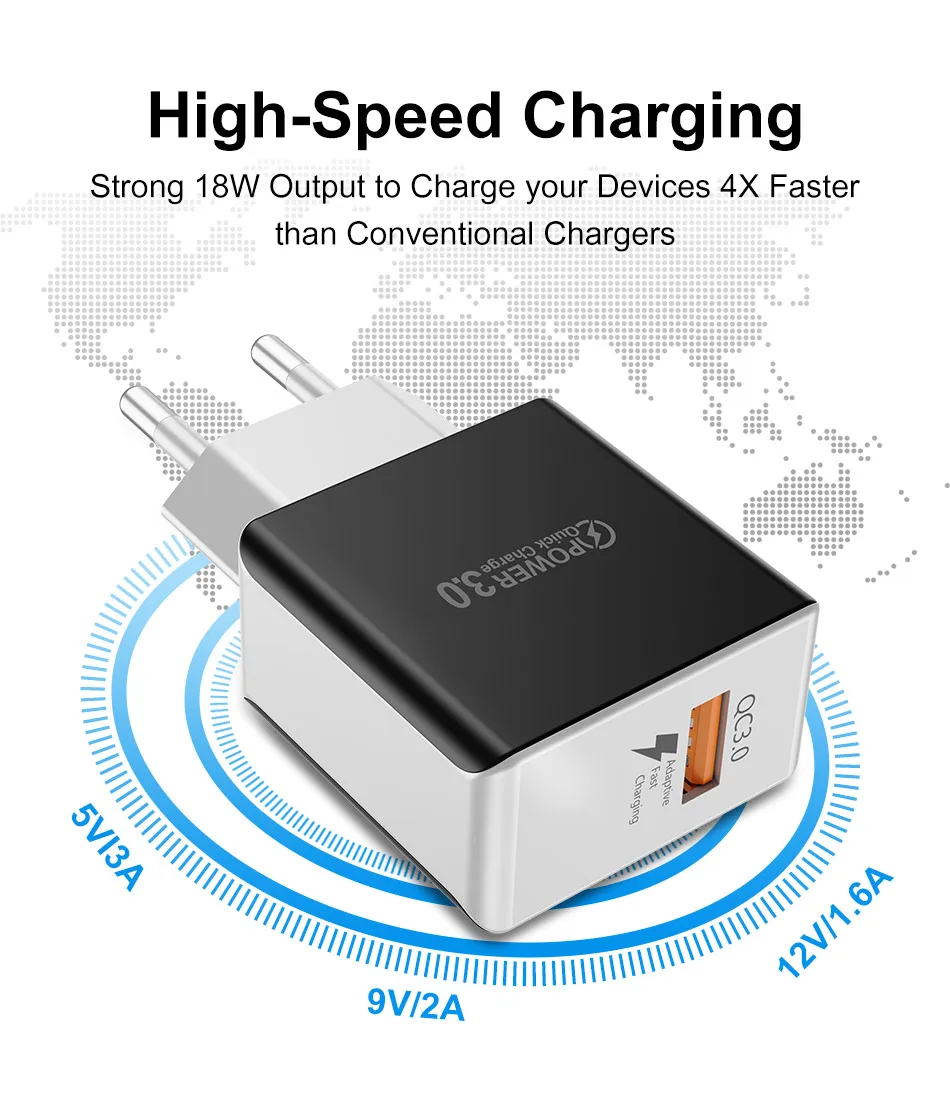 USLION mi ni USB настенное зарядное устройство QC 3,0 USB быстрое зарядное устройство для мобильного телефона для путешествий для iphone 7X8 6 6S samsung Xiaomi mi 8 huawei