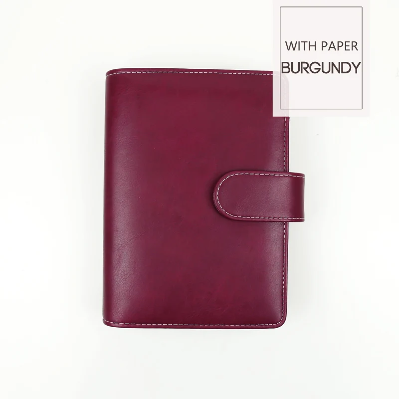BURGUNDY -WITH PAPER MyPretties спокойной Binder Тетрадь a5 a6 планировщик Журнал Повестка DIY ретро Организатор школьные канцелярские - Цвет: BURGUNDY -WITH PAPER