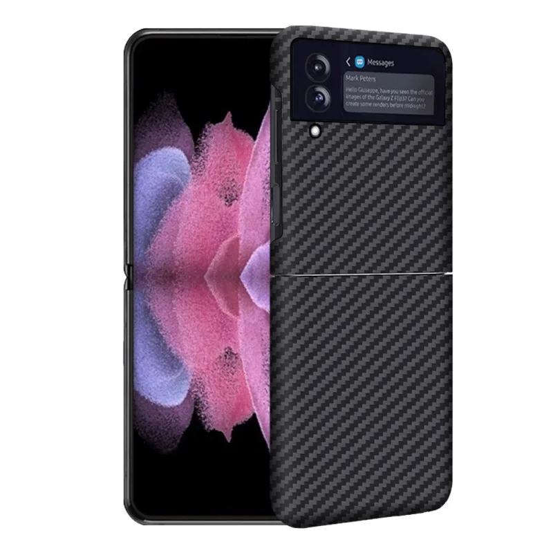 

Чехол из углеродного волокна для телефона, совместимый с Samsung Z Flip 3, Ультратонкий защитный чехол с защитой от отпечатков пальцев