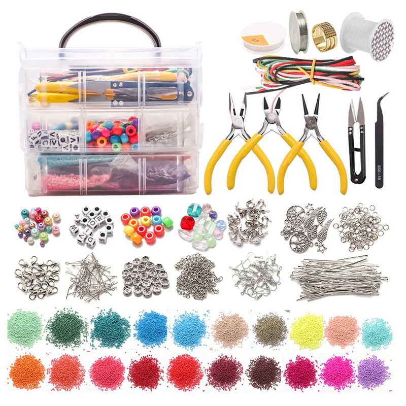 

Handmade Material Box Crystal Bead Tool Pliers Copper Wire DIY Earring Bracelet Material Accessories