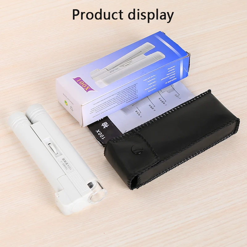 Мини ювелир 100x светодиодный светильник Карманный микроскоп Ювелирные изделия