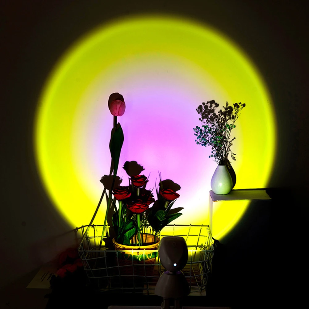 

LED Robot Sunset Projection Lamp Rainbow Night Lights USB Rechargeable Romantic Atmosphere Projector Luz for Decoratio
