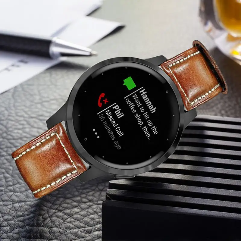 Итальянский ремешок из натуральной масляной кожи для Garmin Vivoactive 4 45 мм