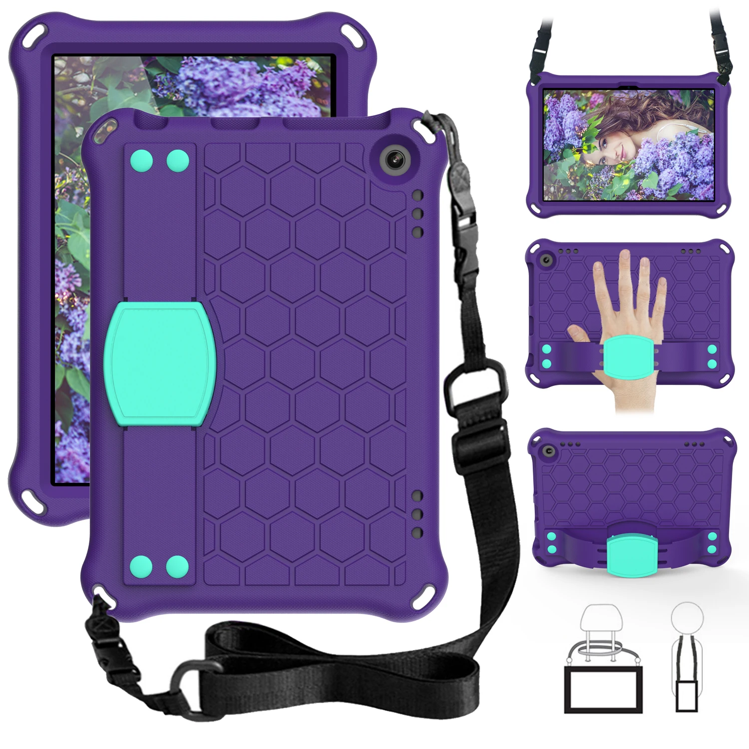 

Kids Case for Kindle Fire HD8 HD 8 Plus 8.0" 2020 EVA Full body Shockproof honeycomb Tablet Funda Capa Cover with strap