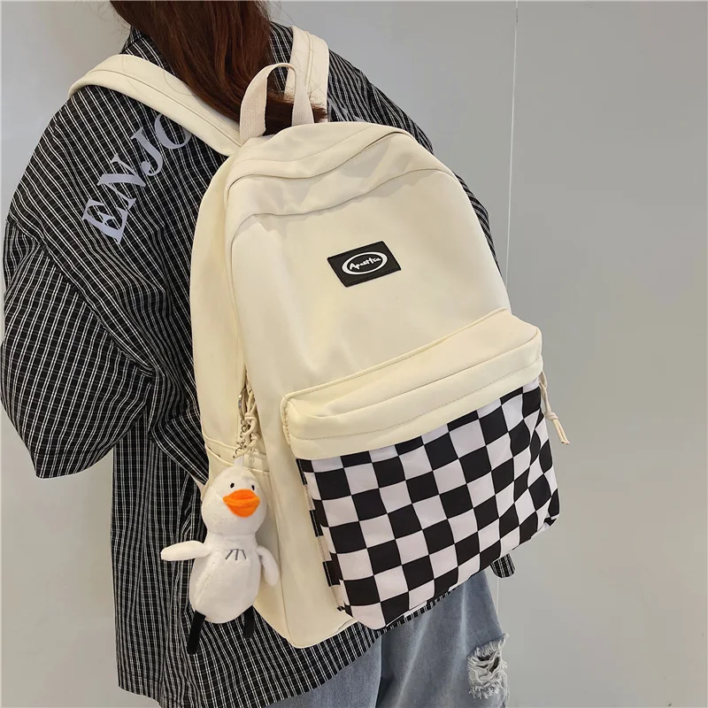

2021 Women's School Backpacks Cute School Bags For Girls Waterproof Bag for Teenagers Patchwork Backpack Female Rucksack Mochila